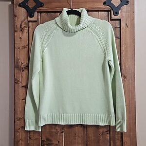 Jessica Sport Mint Green Cotton Knit Turtleneck Sweater Size Small